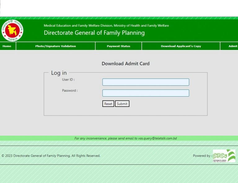 DGFP Admit Card Download 2023 Jobs Test Bd