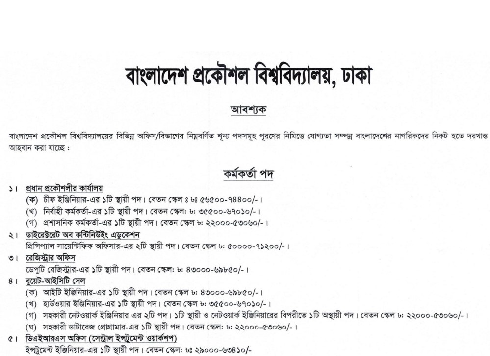 BUET Job Circular 2023 Jobs Test bd