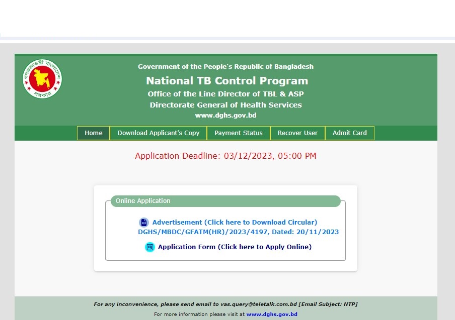 National Tuberculosis Control Program (NTP) Job Circular 2023 - Jobs ...