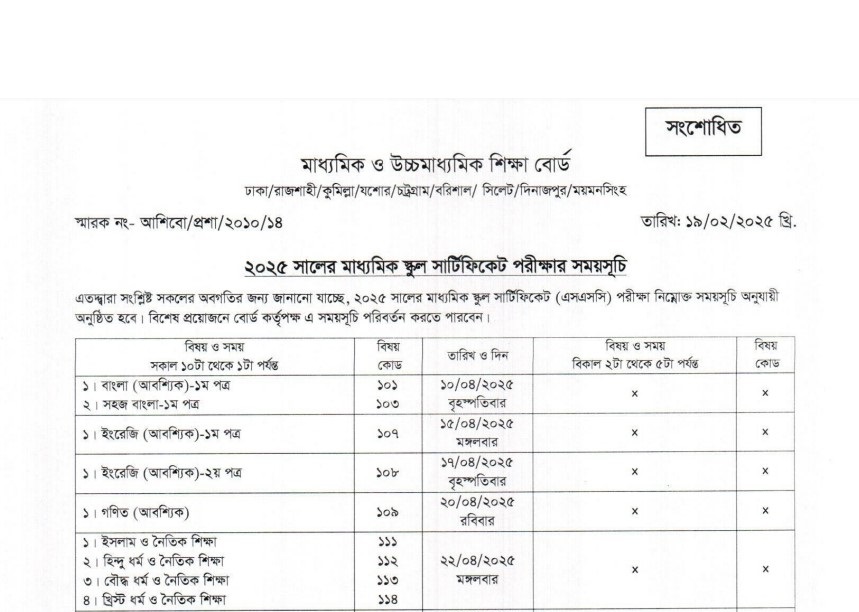 HSC Exam Routine 2025 - Jobs Test bd